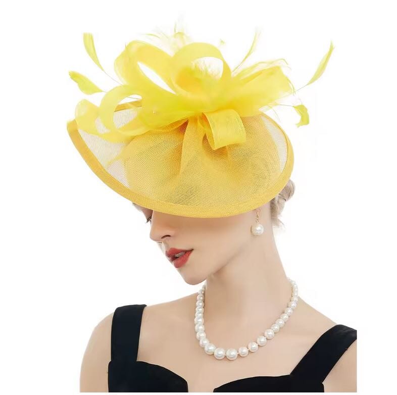 Women Kentucky Derby Pillbox Church Cocktail Wedding Fascinator Hat Hat jehouze Yellow