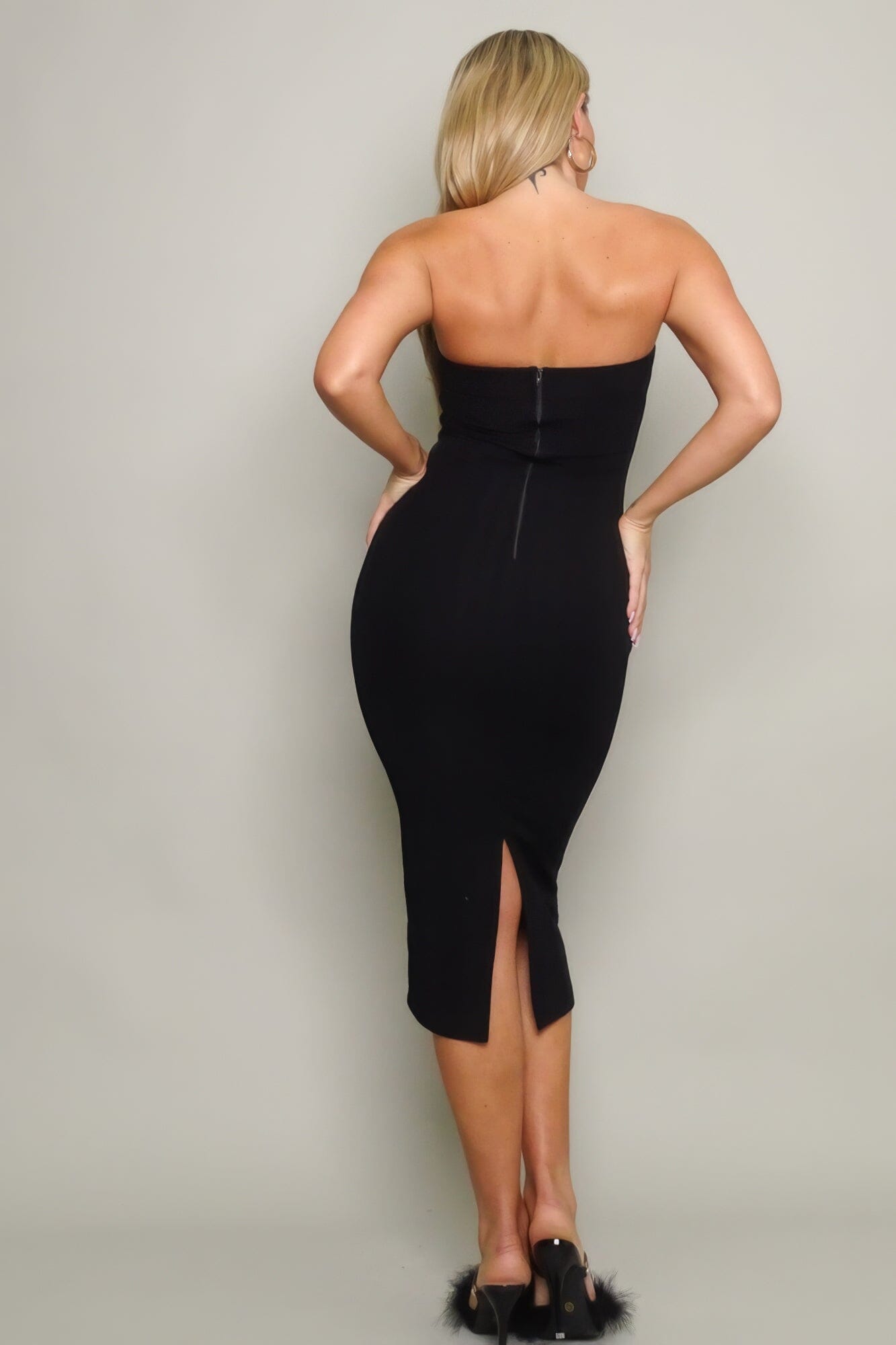Women Knit Tube Midi Dress Dresses jehouze