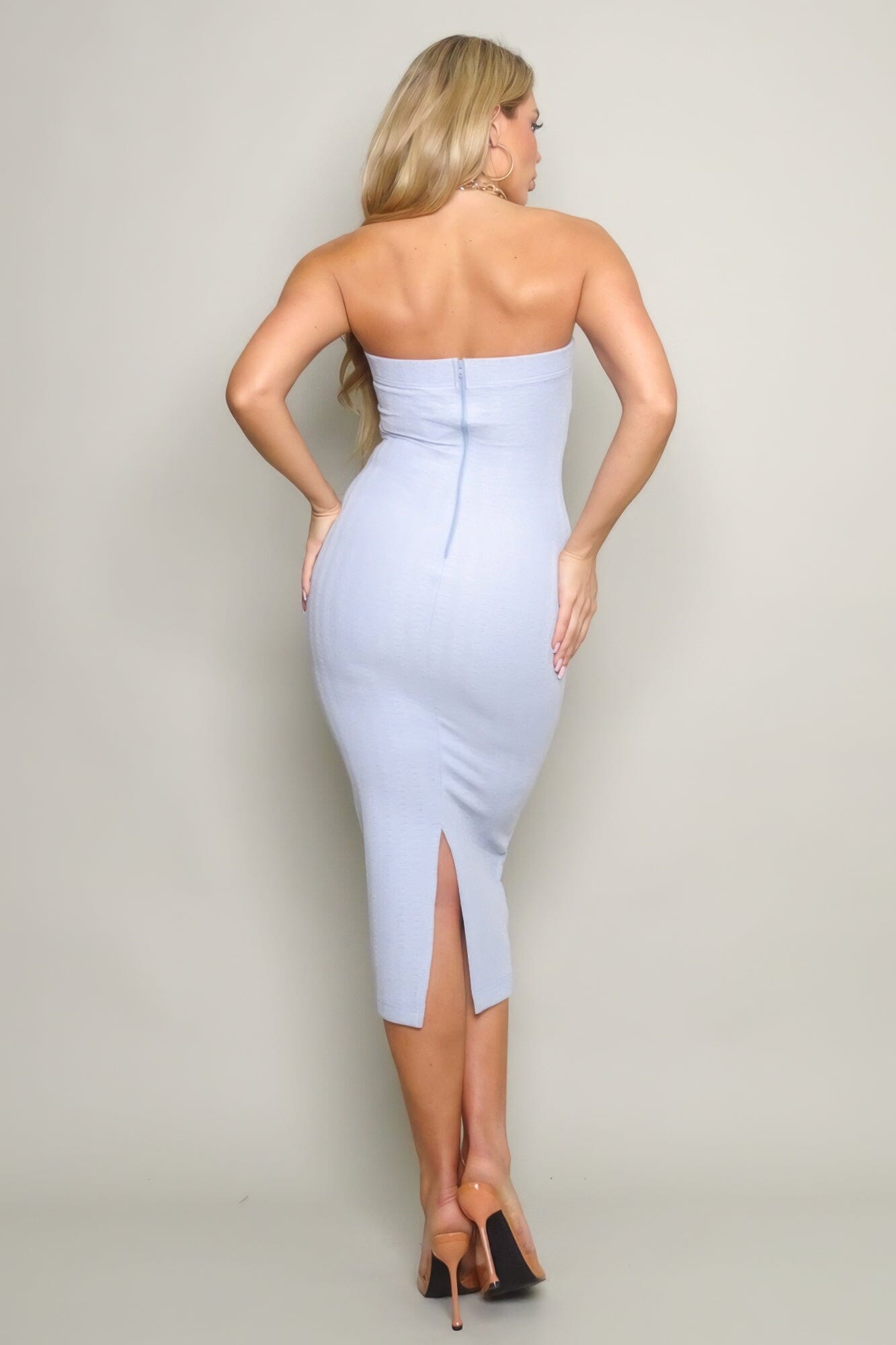 Women Knit Tube Midi Dress Dresses jehouze