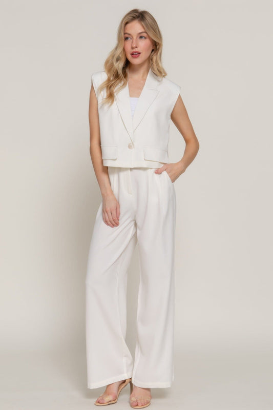 Women Lapel Collar with shoulder Pads Vest Outerwear jehouze
