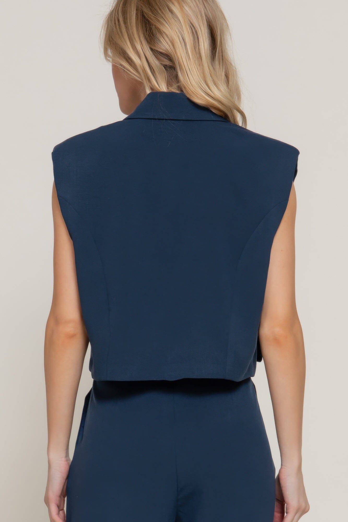 Women Lapel Collar with shoulder Pads Vest Outerwear jehouze