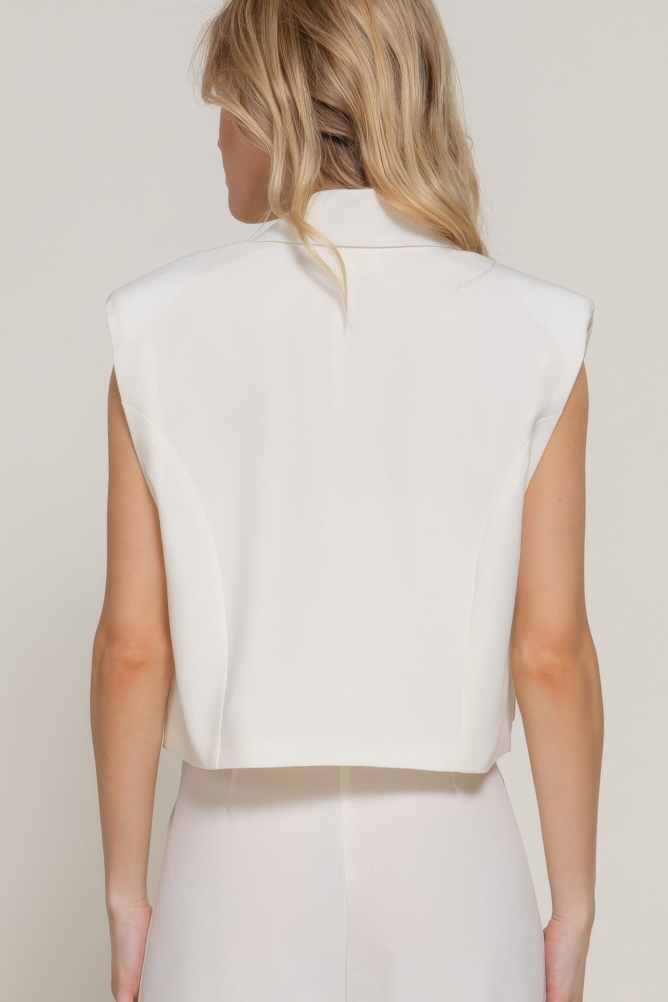 Women Lapel Collar with shoulder Pads Vest Outerwear jehouze