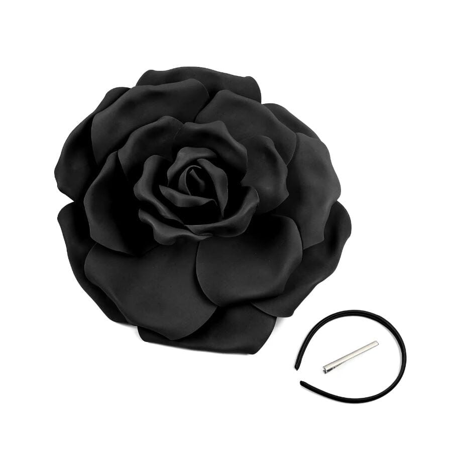 Women Large Flower Fascinators Tea Party Exaggerated Chiffon Fancy Hats Headwear Hat jehouze Black