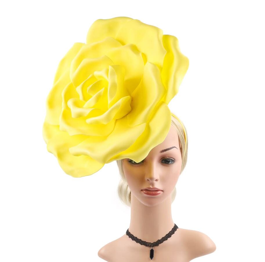 Women Large Flower Fascinators Tea Party Exaggerated Chiffon Fancy Hats Headwear Hat jehouze Yellow
