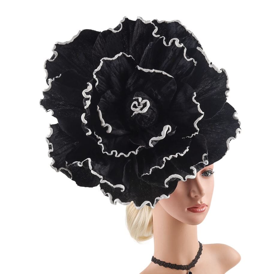 Women Large Flower Fascinators Wedding Tea Party Fancy Hats Headwear Hat jehouze Black