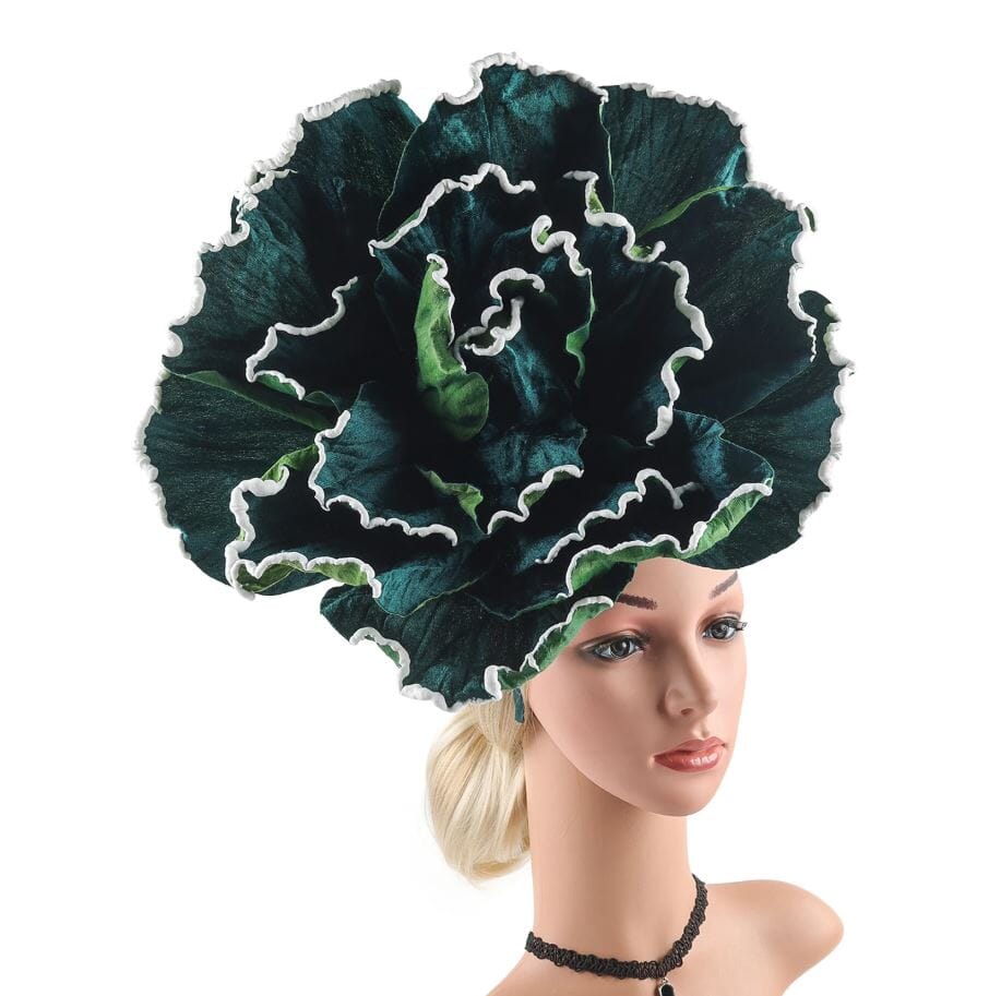 Women Large Flower Fascinators Wedding Tea Party Fancy Hats Headwear Hat jehouze Dark Green
