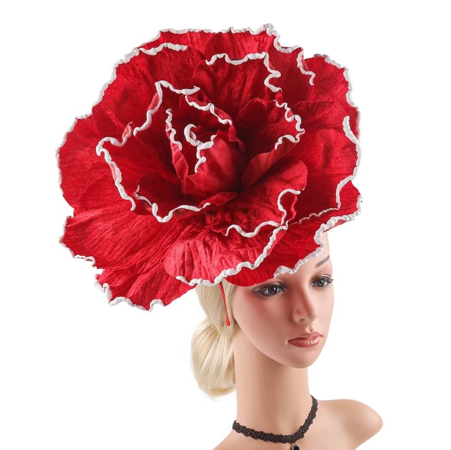 Women Large Flower Fascinators Wedding Tea Party Fancy Hats Headwear Hat jehouze Red
