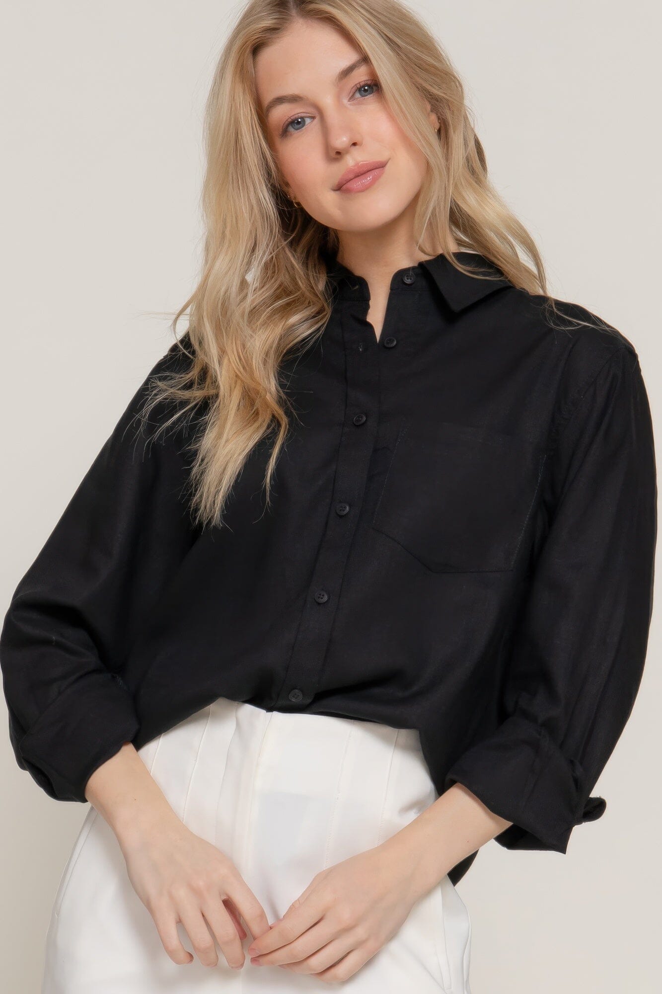 Women Long Sleeve Linen Blend Shirt Shirts & Tops jehouze