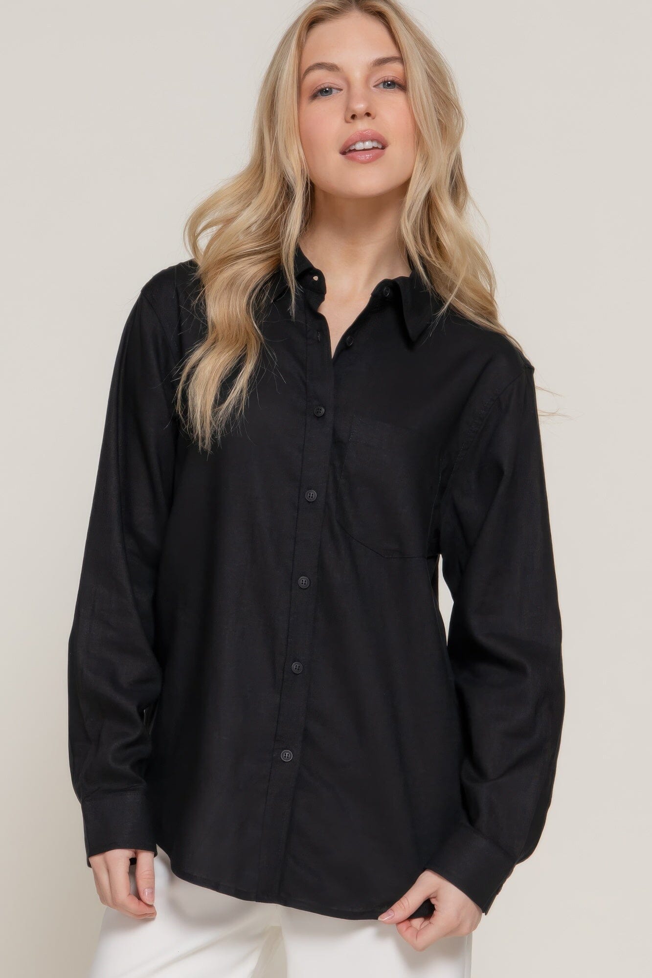 Women Long Sleeve Linen Blend Shirt Shirts & Tops jehouze