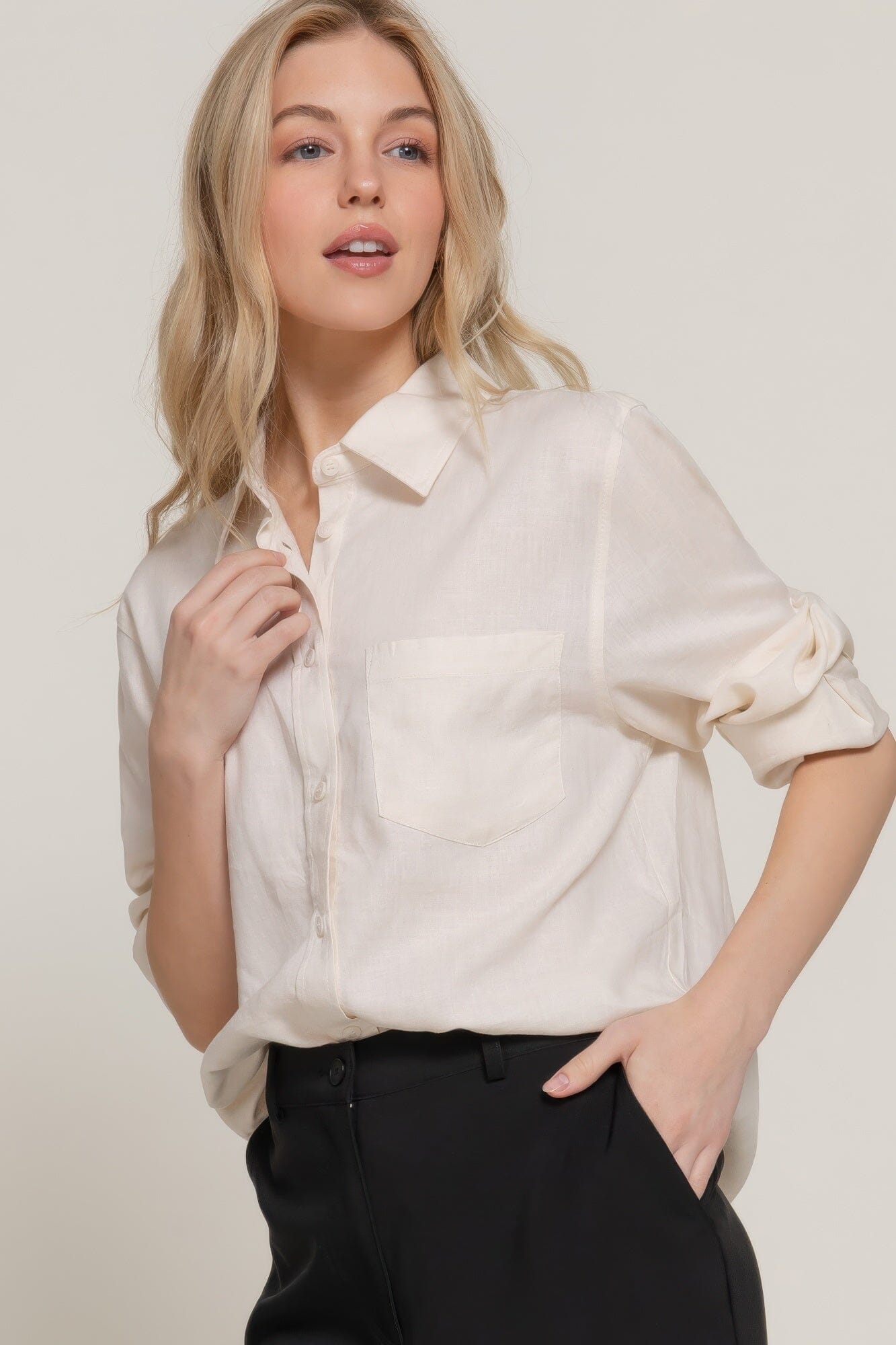 Women Long Sleeve Linen Blend Shirt Shirts & Tops jehouze