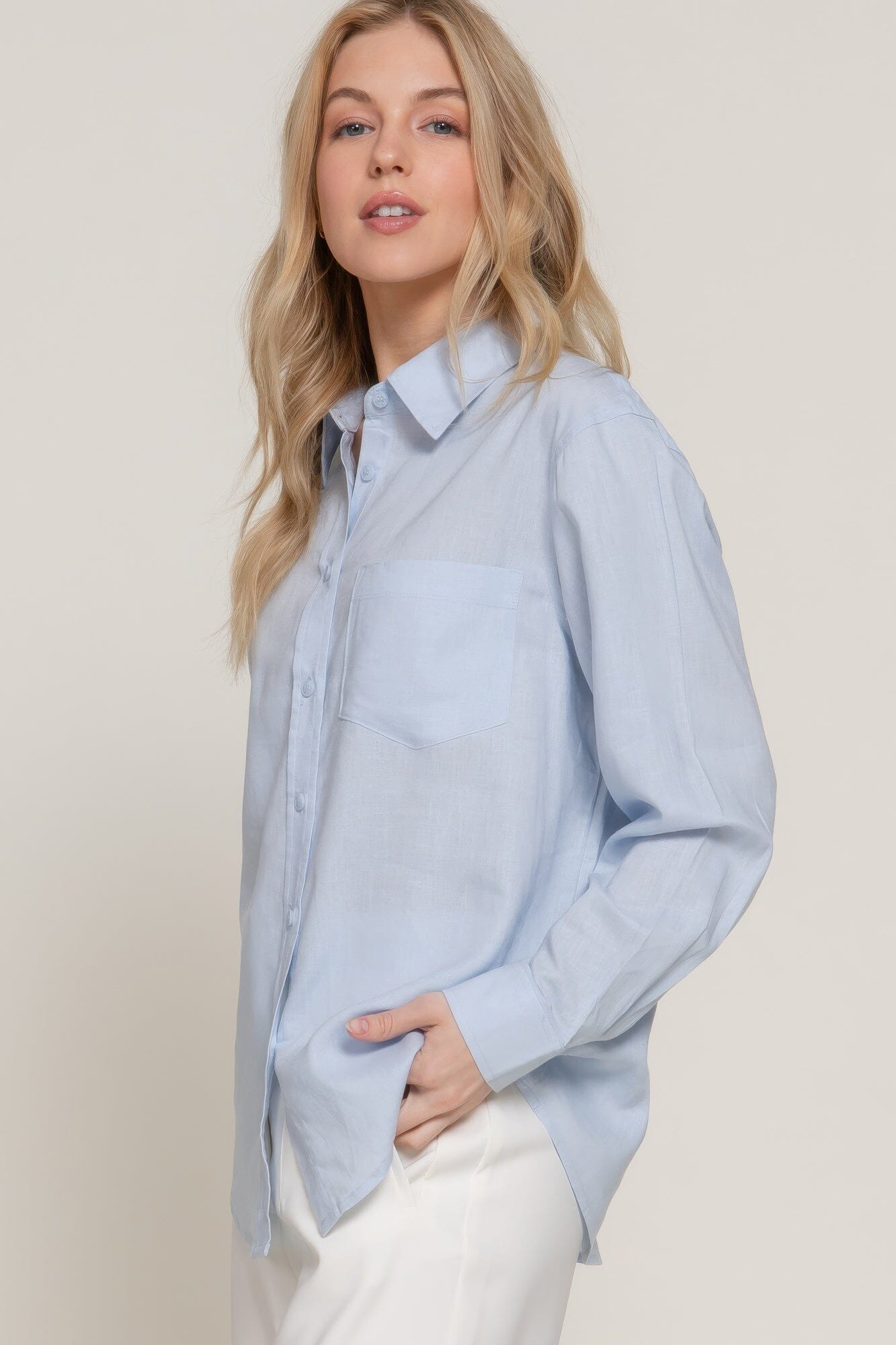 Women Long Sleeve Linen Blend Shirt Shirts & Tops jehouze