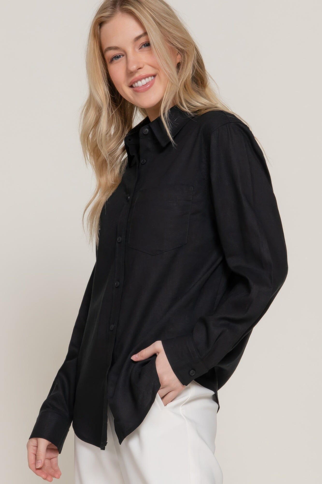 Women Long Sleeve Linen Blend Shirt Shirts & Tops jehouze