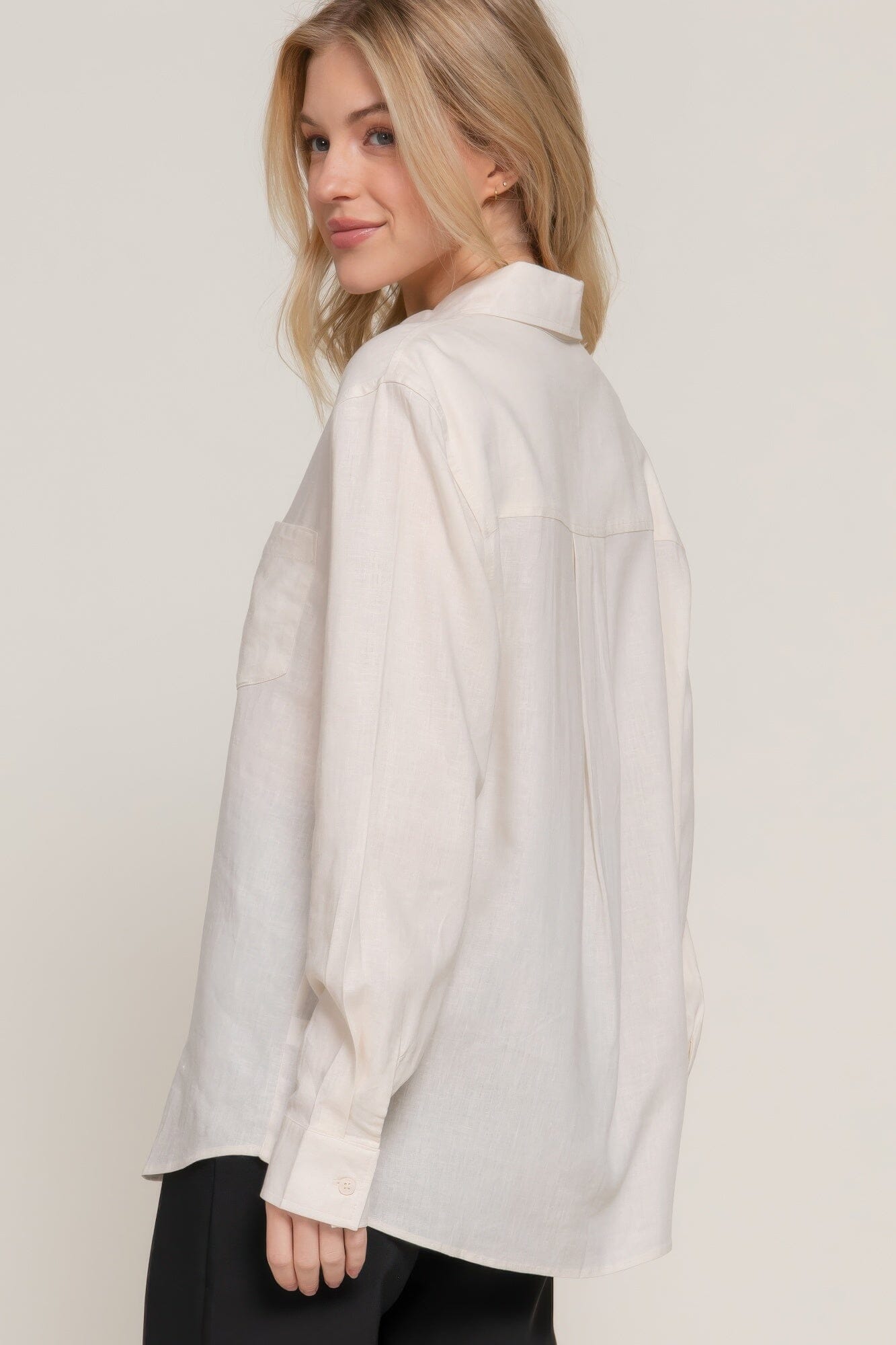 Women Long Sleeve Linen Blend Shirt Shirts & Tops jehouze