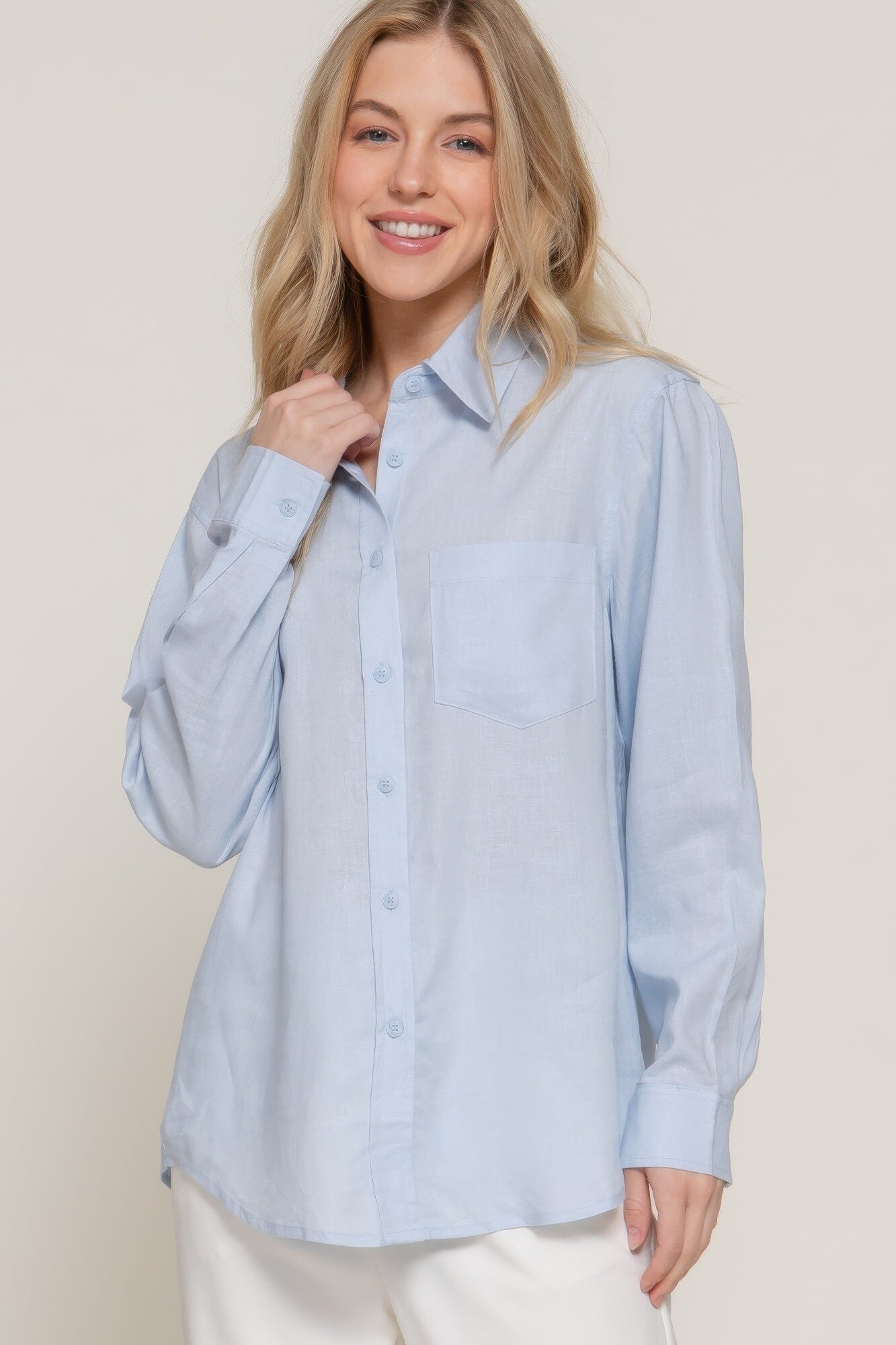 Women Long Sleeve Linen Blend Shirt Shirts & Tops jehouze