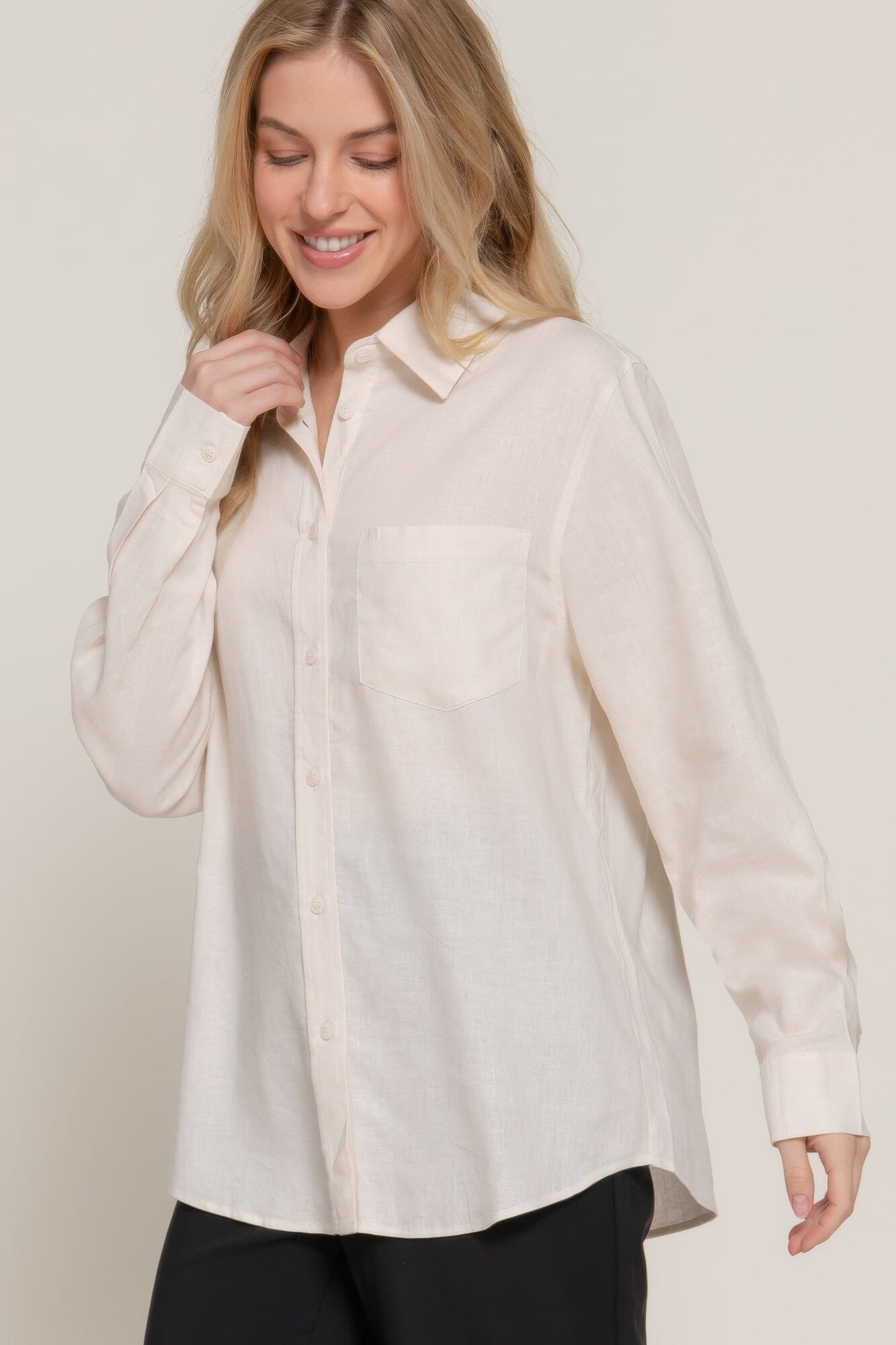 Women Long Sleeve Linen Blend Shirt Shirts & Tops jehouze