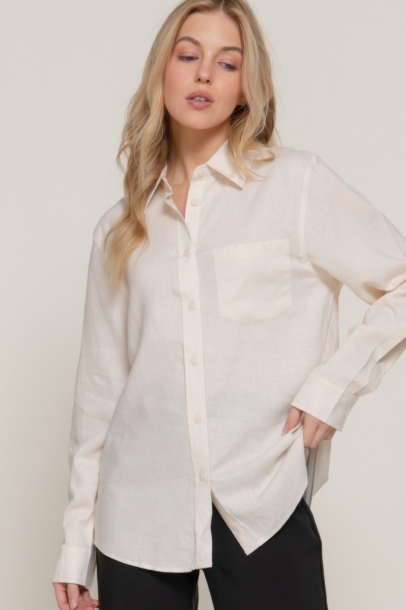 Women Long Sleeve Linen Blend Shirt Shirts & Tops jehouze