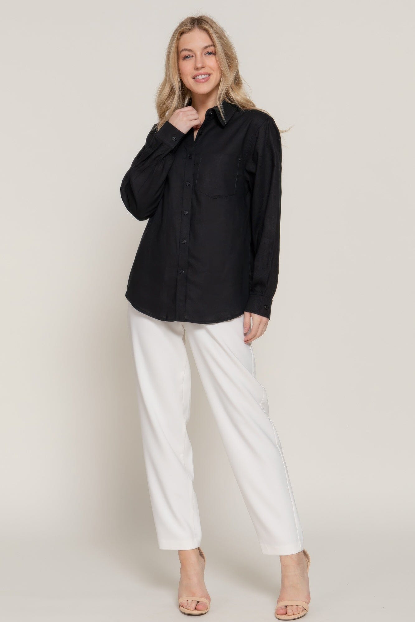 Women Long Sleeve Linen Blend Shirt Shirts & Tops jehouze