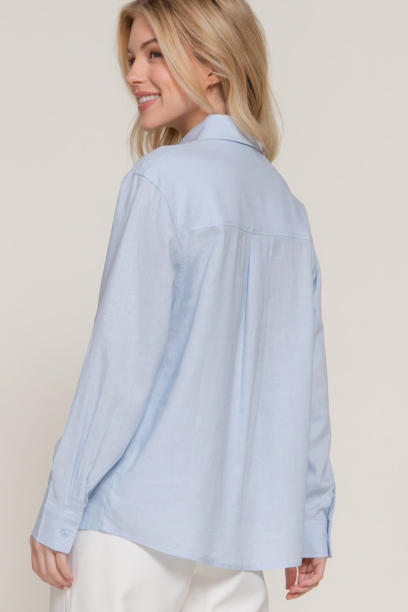 Women Long Sleeve Linen Blend Shirt Shirts & Tops jehouze