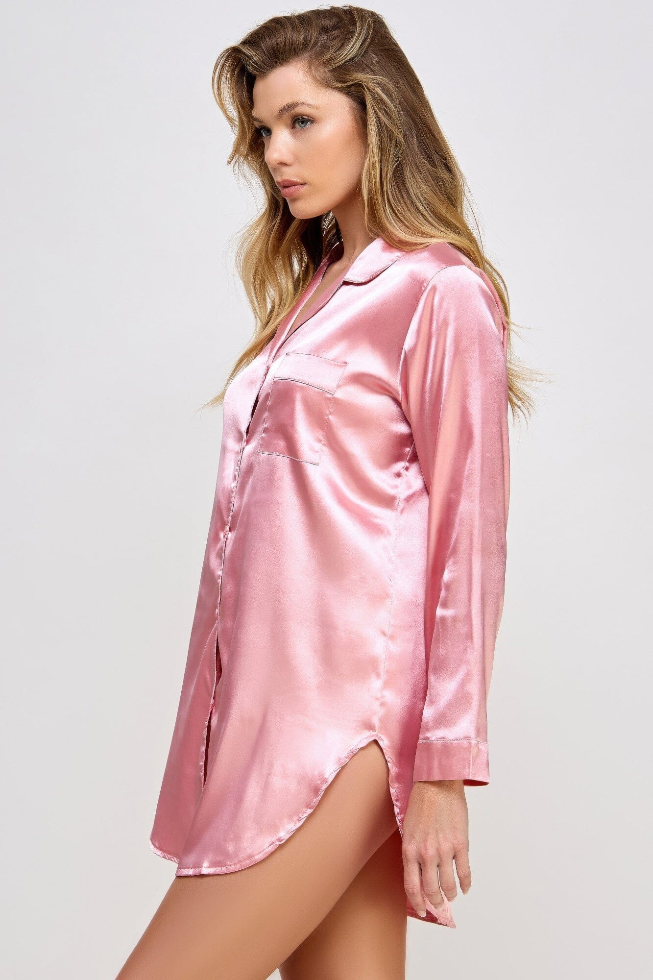 Women Long Sleeve Satin Sleepshirt loungewear Loungewear jehouze