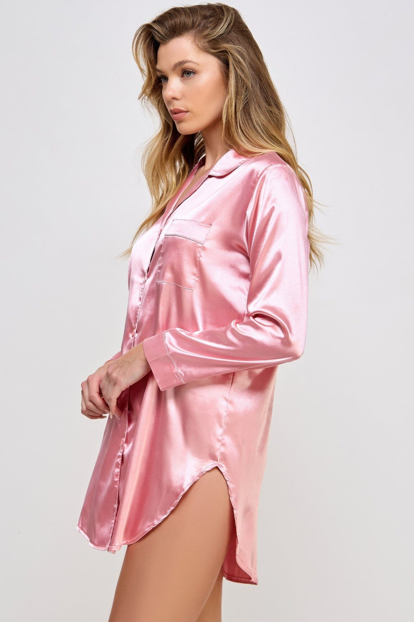 Women Long Sleeve Satin Sleepshirt loungewear Loungewear jehouze