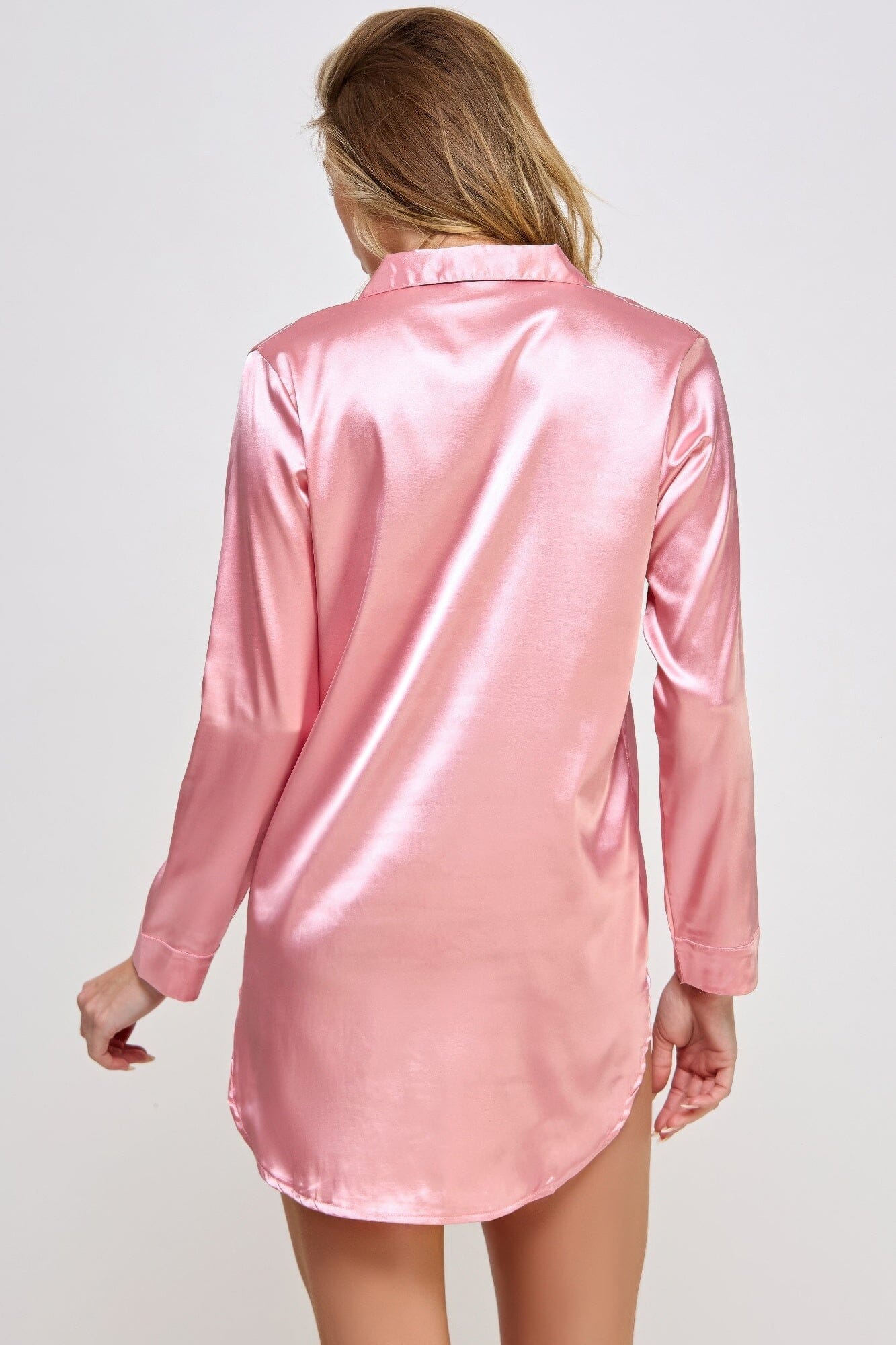 Women Long Sleeve Satin Sleepshirt loungewear Loungewear jehouze