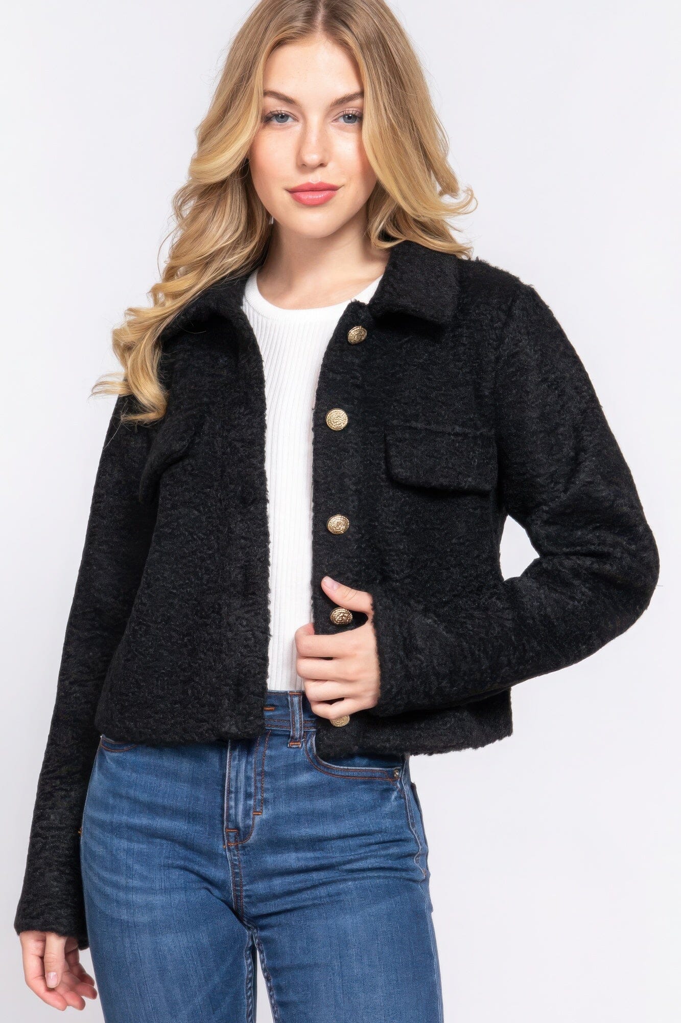 Women Long Sleeve Teddy Fleece Short Jacket Coats & Jackets jehouze