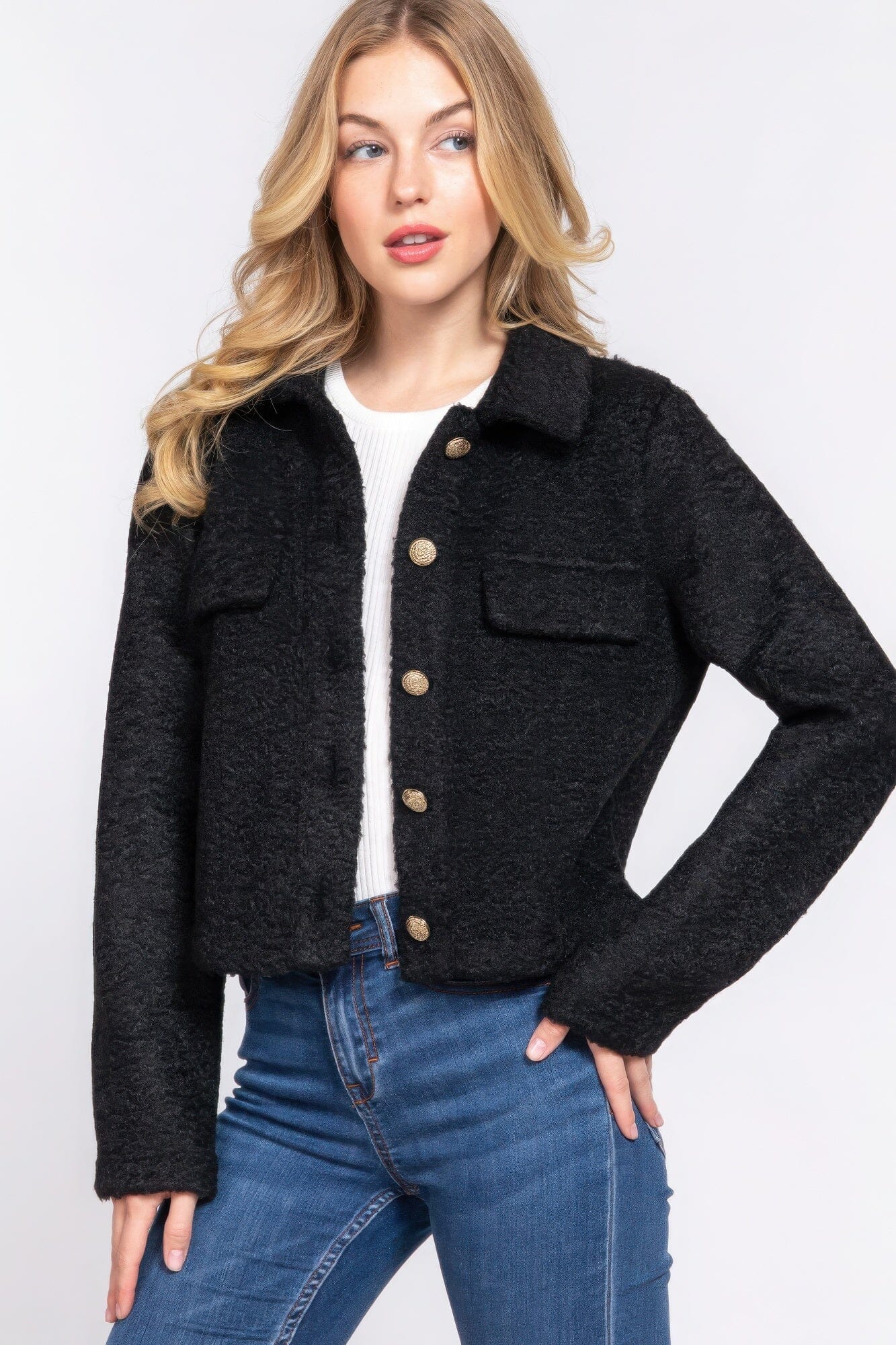 Women Long Sleeve Teddy Fleece Short Jacket Coats & Jackets jehouze