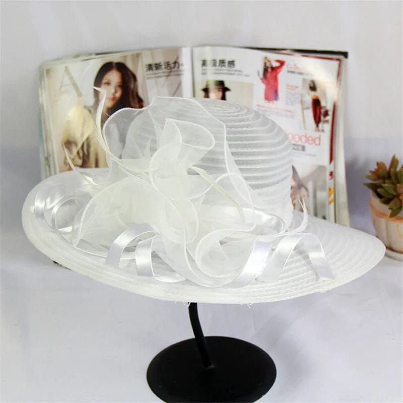 Women Mesh Floral Wide Brim Wedding Party Church Derby Dressy Hat Hat jehouze 010-9-1