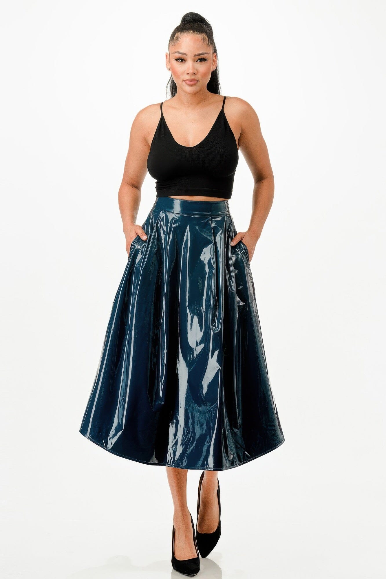 Women Midi Skirt With Pockets Skirts jehouze Hunter Green S