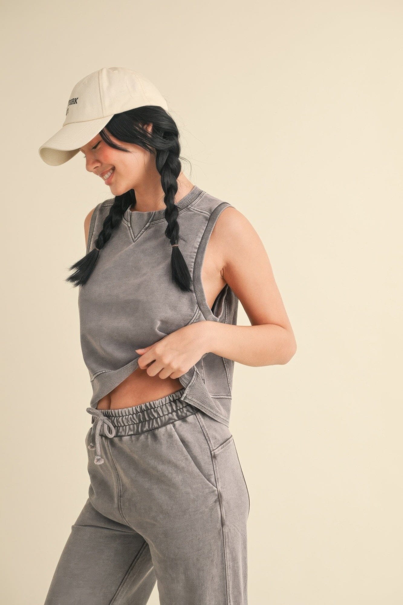 Women Mineral Wash Sleeveless Top Shirts & Tops jehouze