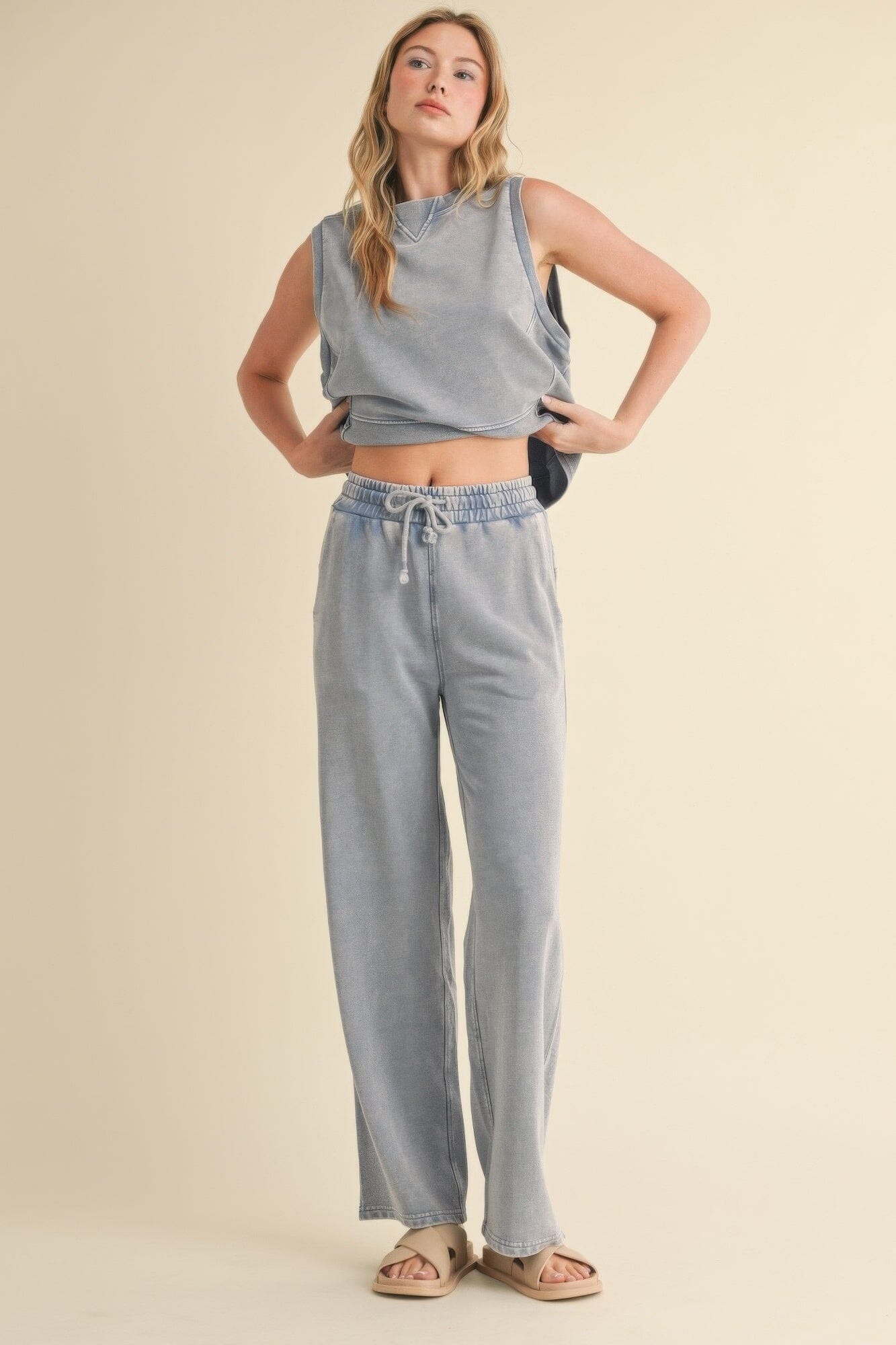 Women Mineral Wash Sleeveless Top Shirts & Tops jehouze