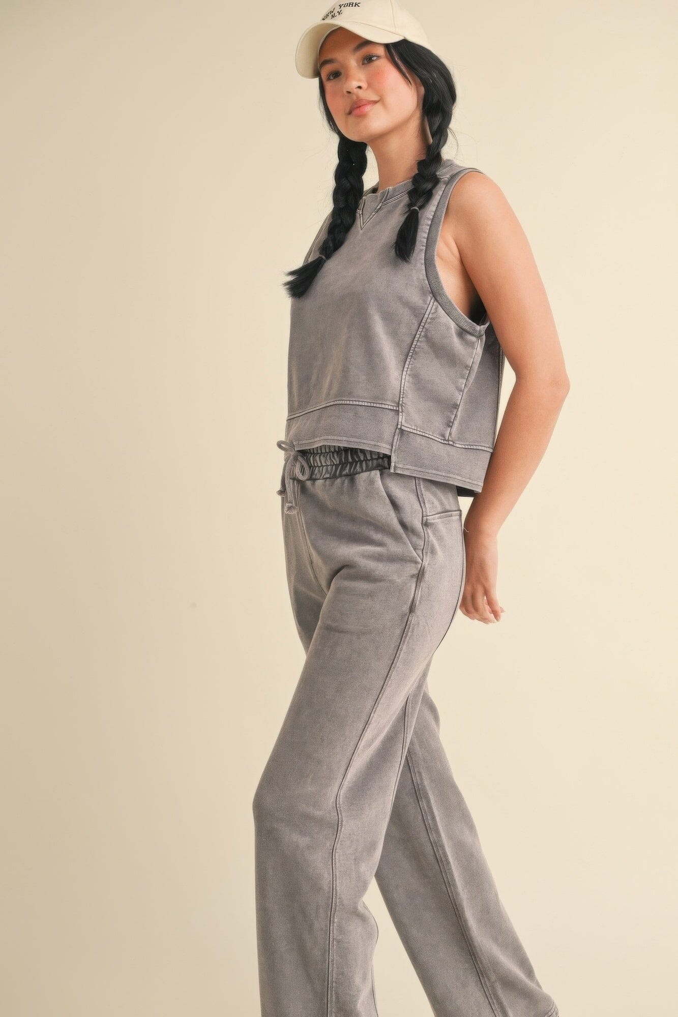 Women Mineral Wash Sleeveless Top Shirts & Tops jehouze