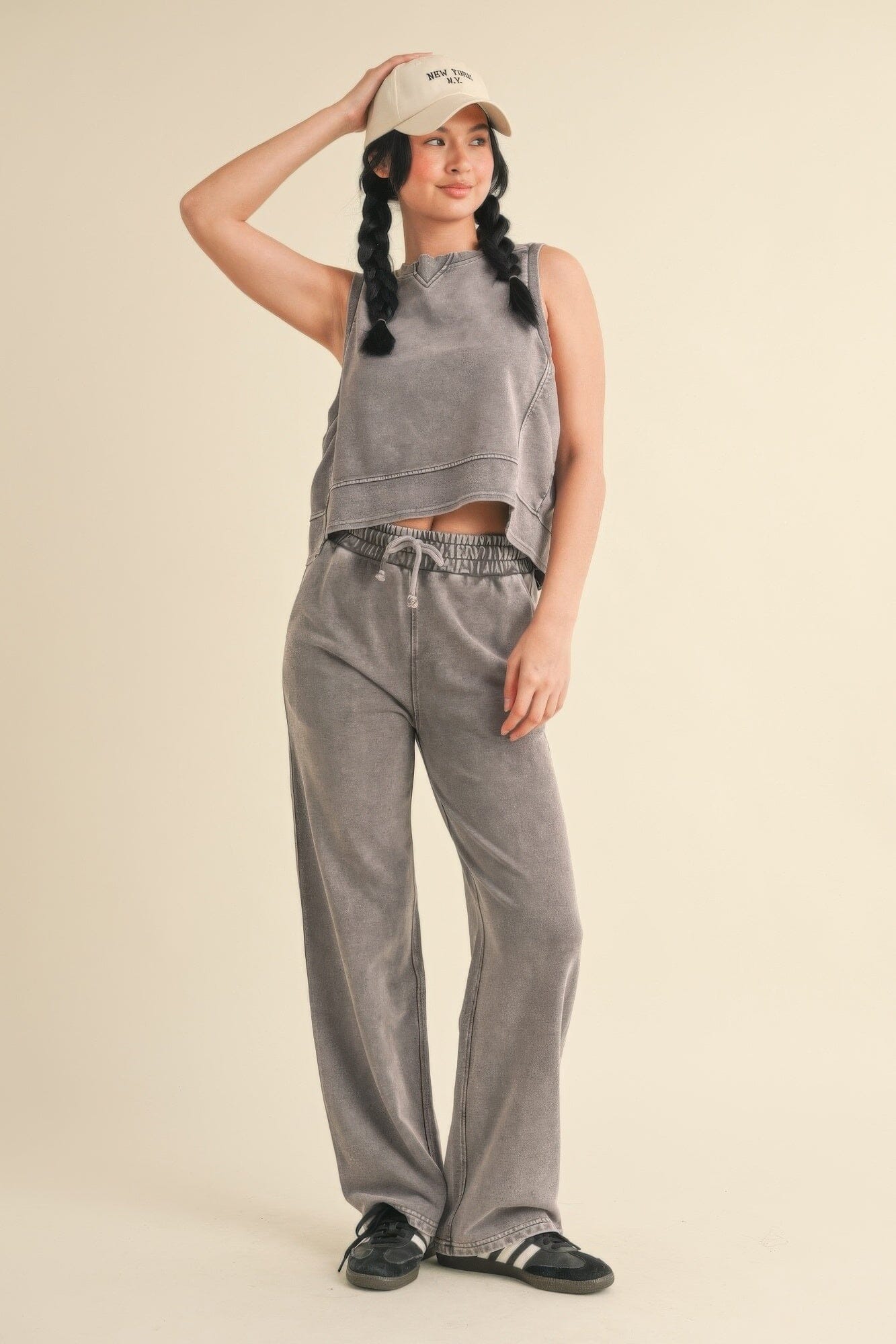 Women Mineral Wash Sleeveless Top Shirts & Tops jehouze