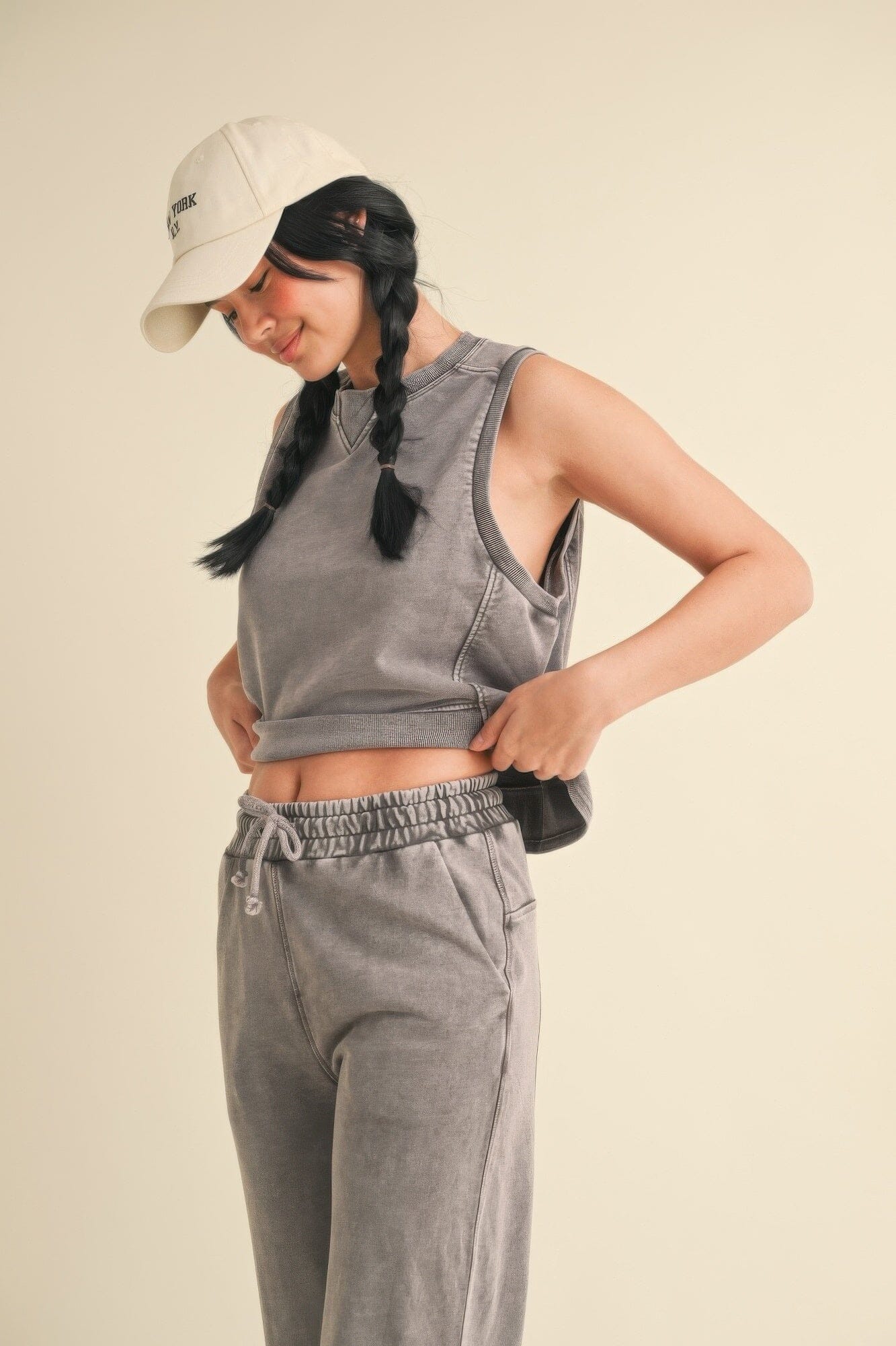 Women Mineral Wash Sleeveless Top Shirts & Tops jehouze