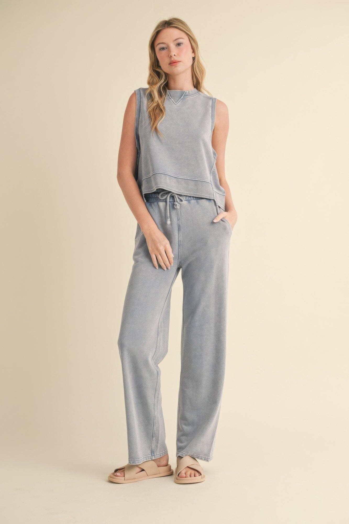 Women Mineral Wash Sleeveless Top Shirts & Tops jehouze