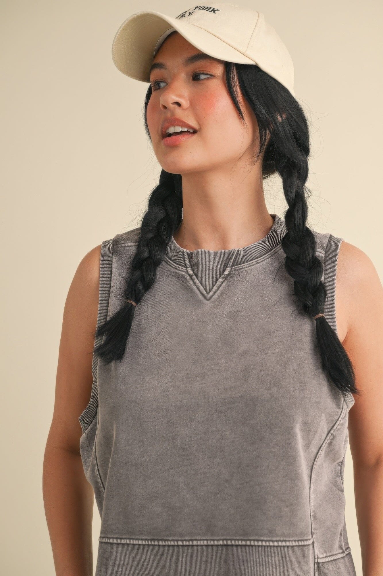 Women Mineral Wash Sleeveless Top Shirts & Tops jehouze