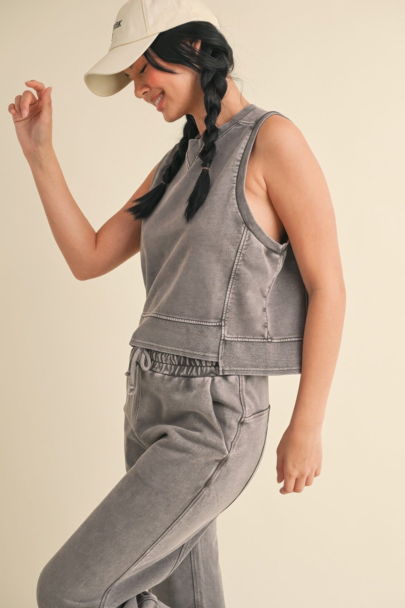 Women Mineral Wash Sleeveless Top Shirts & Tops jehouze