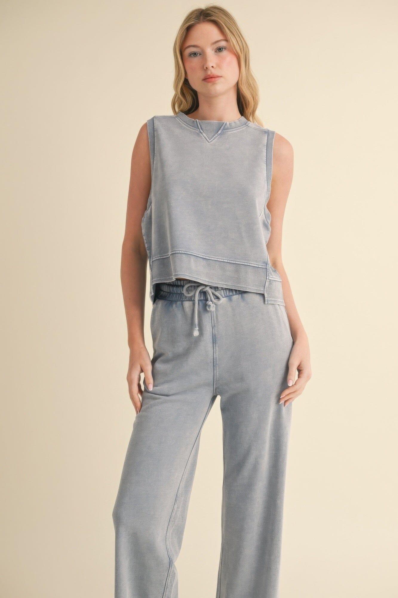 Women Mineral Wash Sleeveless Top Shirts & Tops jehouze