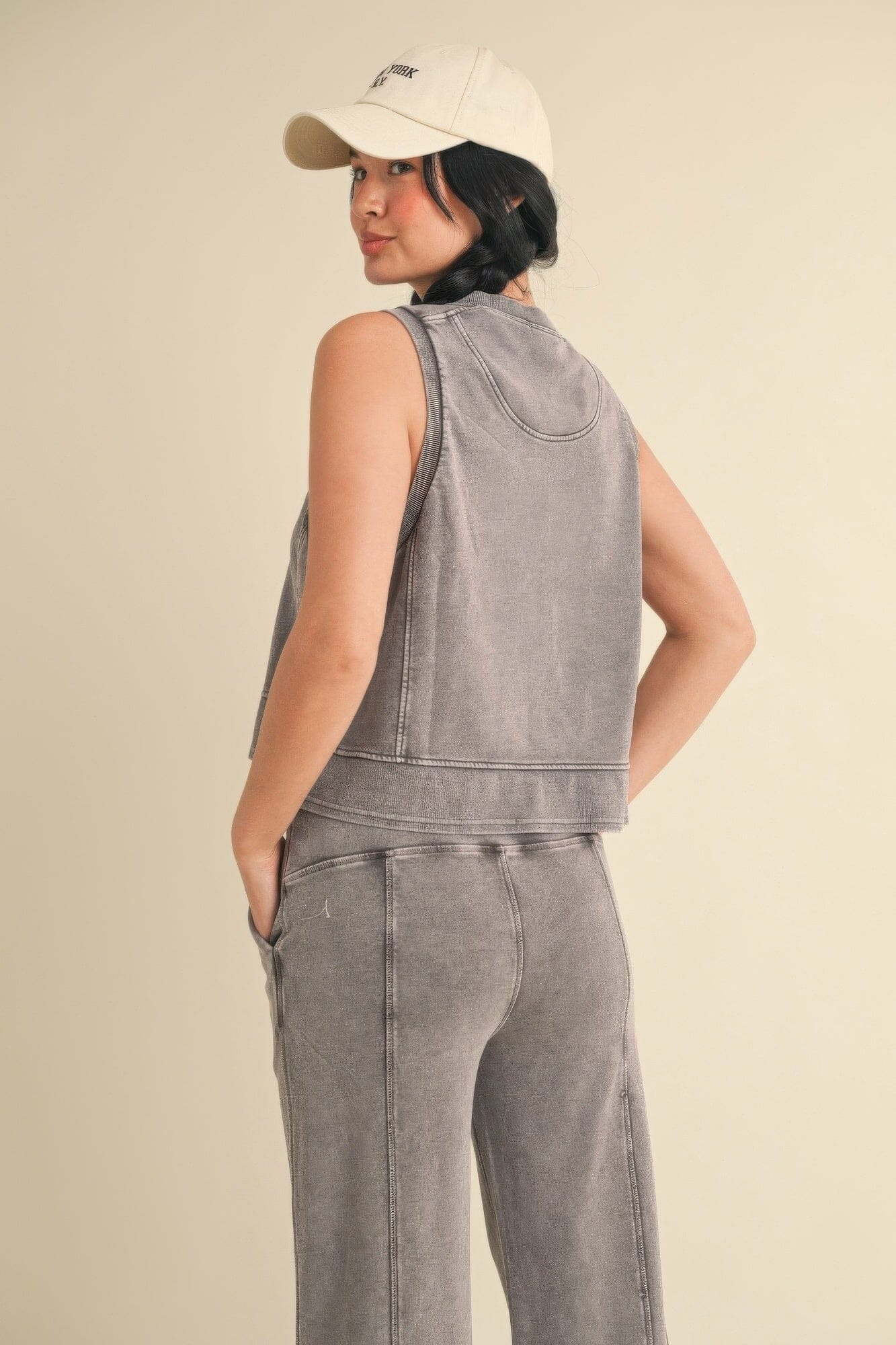 Women Mineral Wash Sleeveless Top Shirts & Tops jehouze