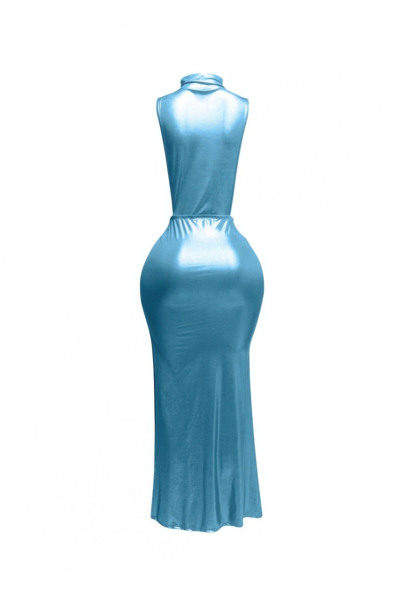 Women Mock Neck And Tied Waist Maxi Dress Dresses jehouze