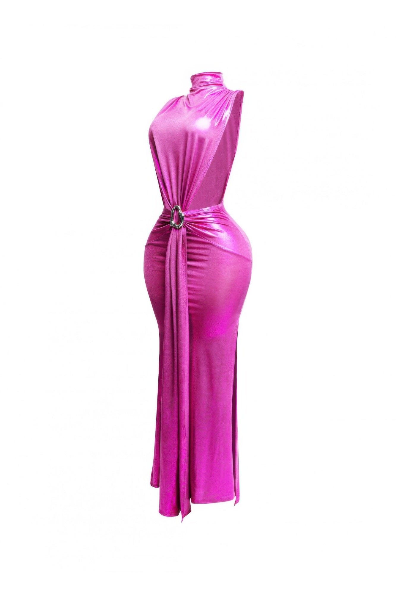 Women Mock Neck And Tied Waist Maxi Dress Dresses jehouze