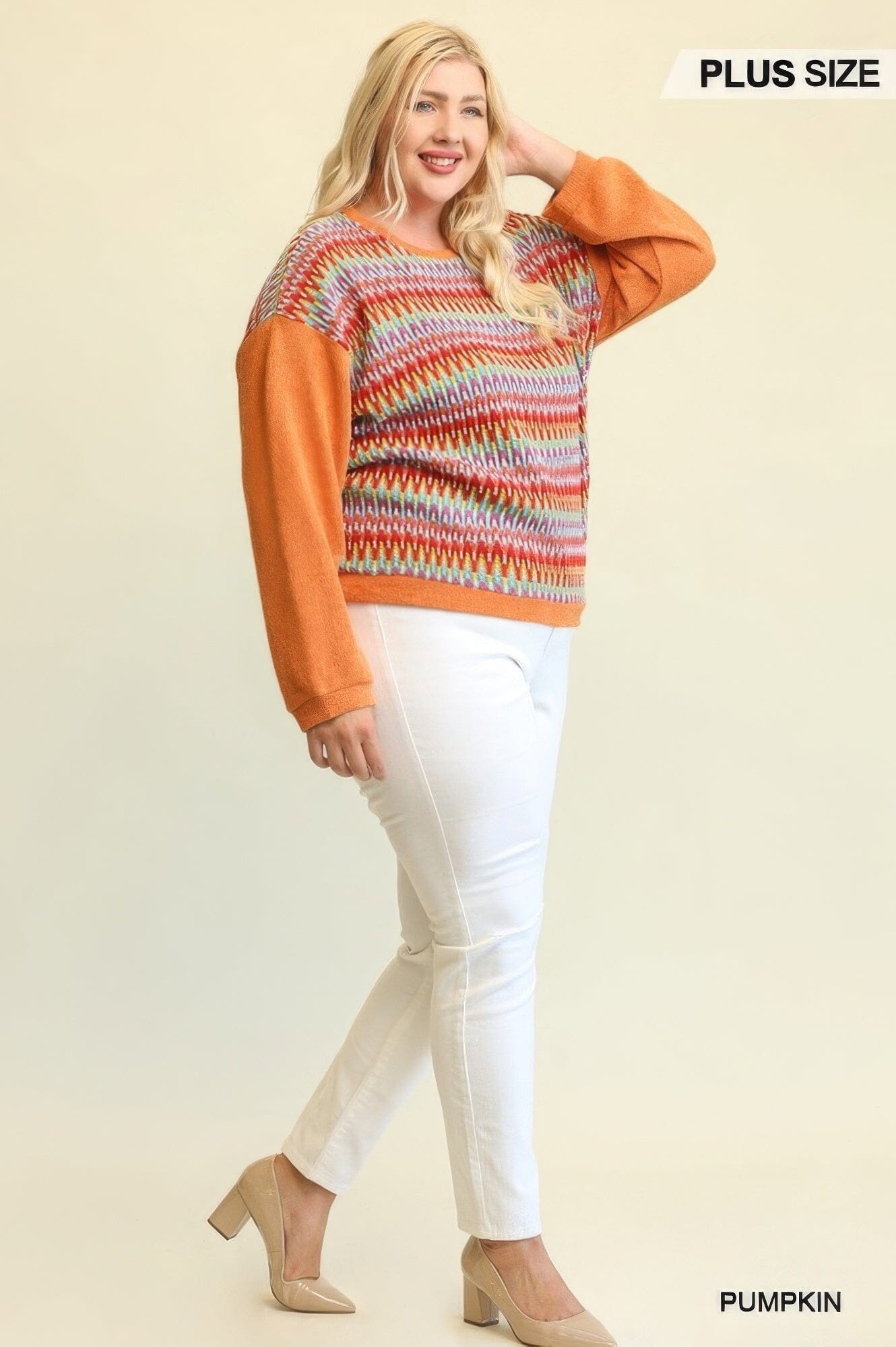Women Novelty Knit And Solid Knit Mixed Loose Top With Drop Down Shoulder Shirts & Tops jehouze