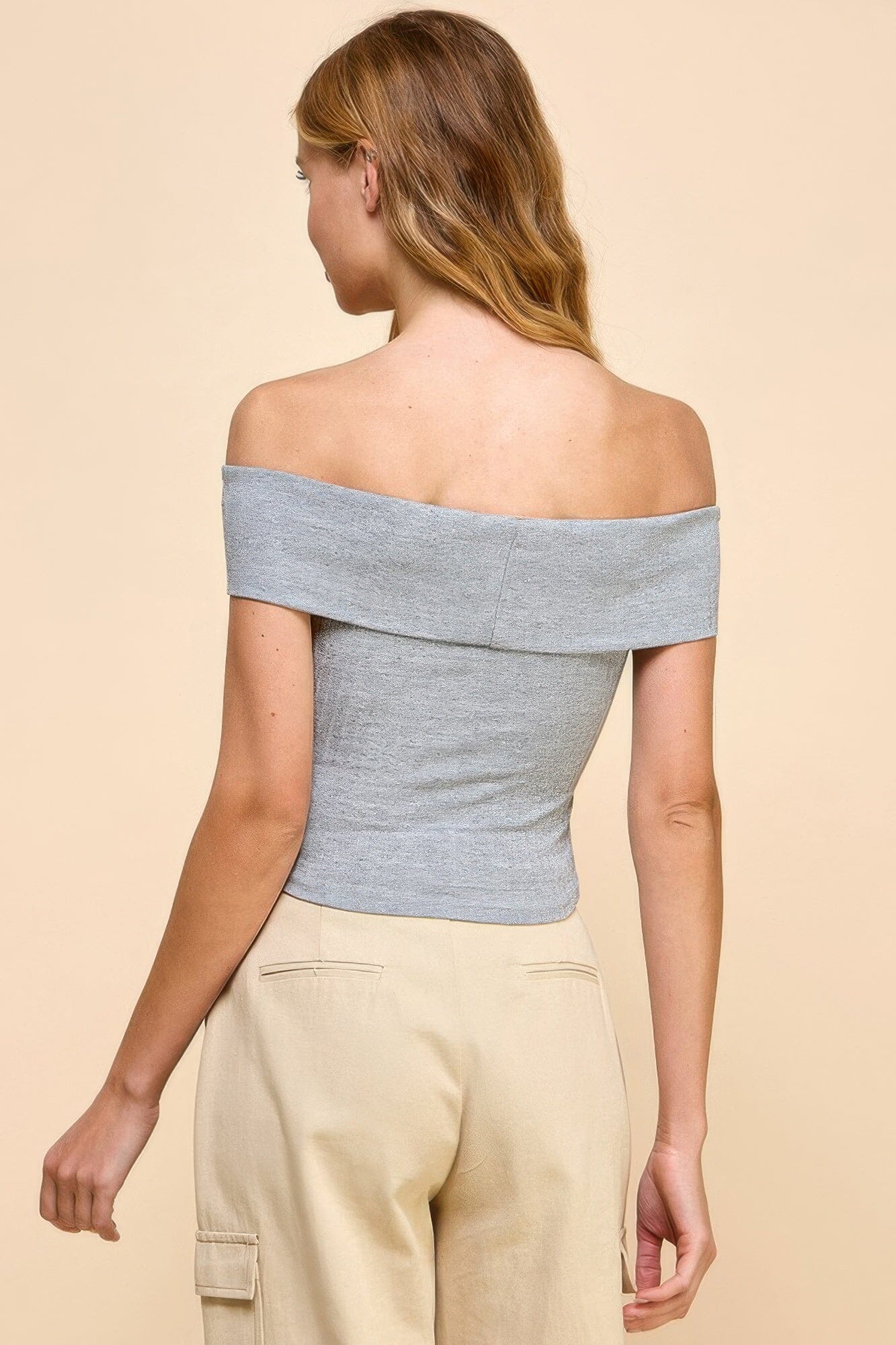 Women Off Shoulder Ribbed Top Shirts & Tops jehouze