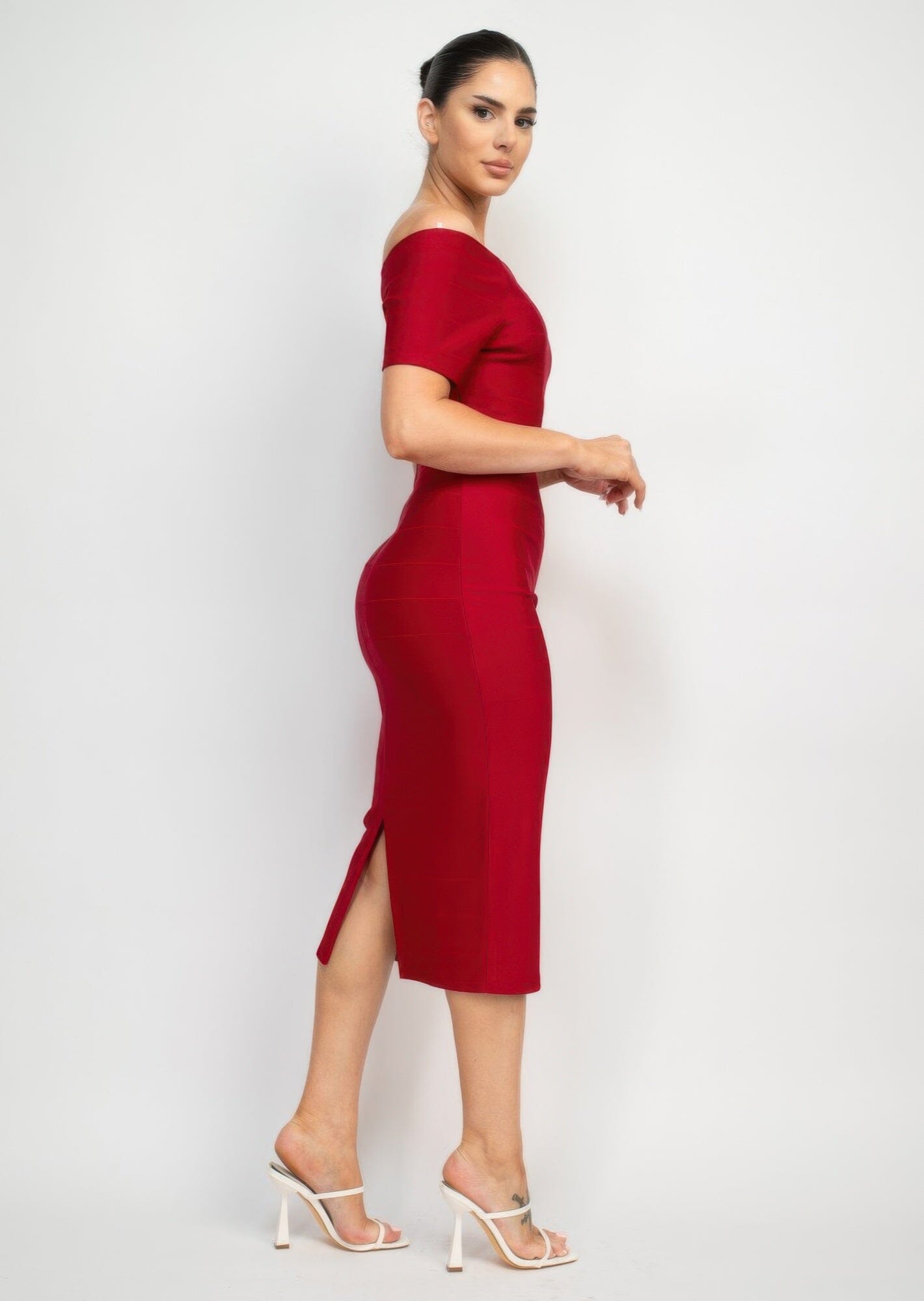 Women Off Shoulder Zippered Bodycon Dress Dresses jehouze