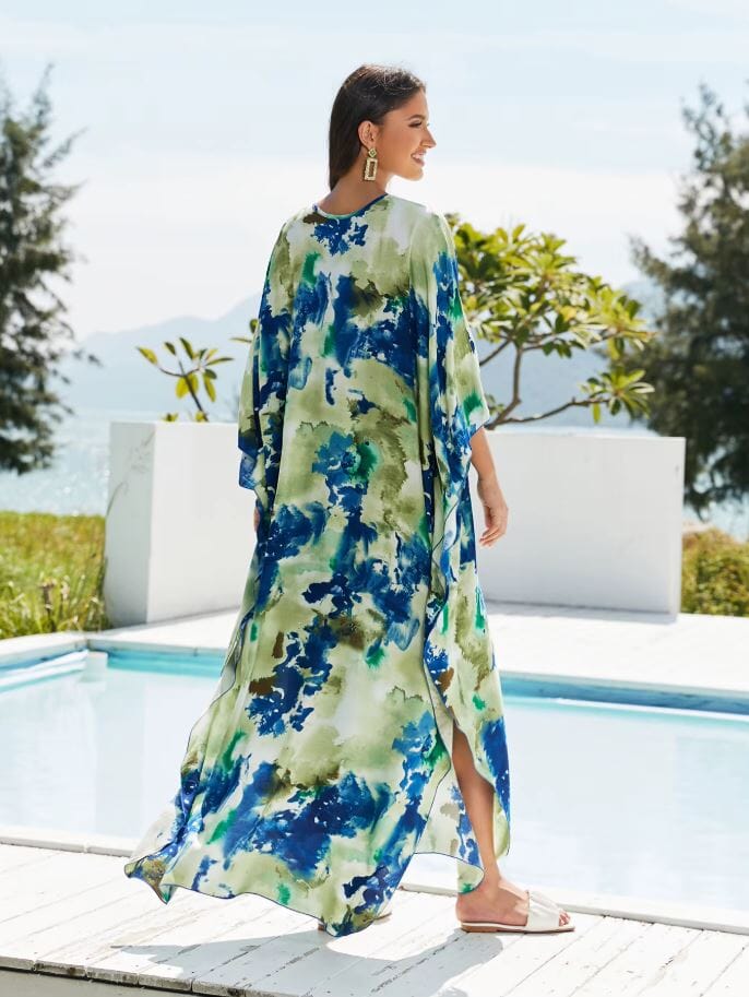Women Oversize Kaftan Bohemian Printed Loungewear Swimsuit Cover Ups Dresses jehouze