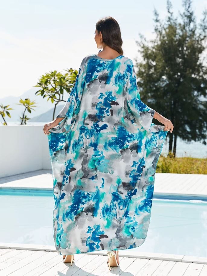Women Oversize Kaftan Bohemian Printed Loungewear Swimsuit Cover Ups Dresses jehouze