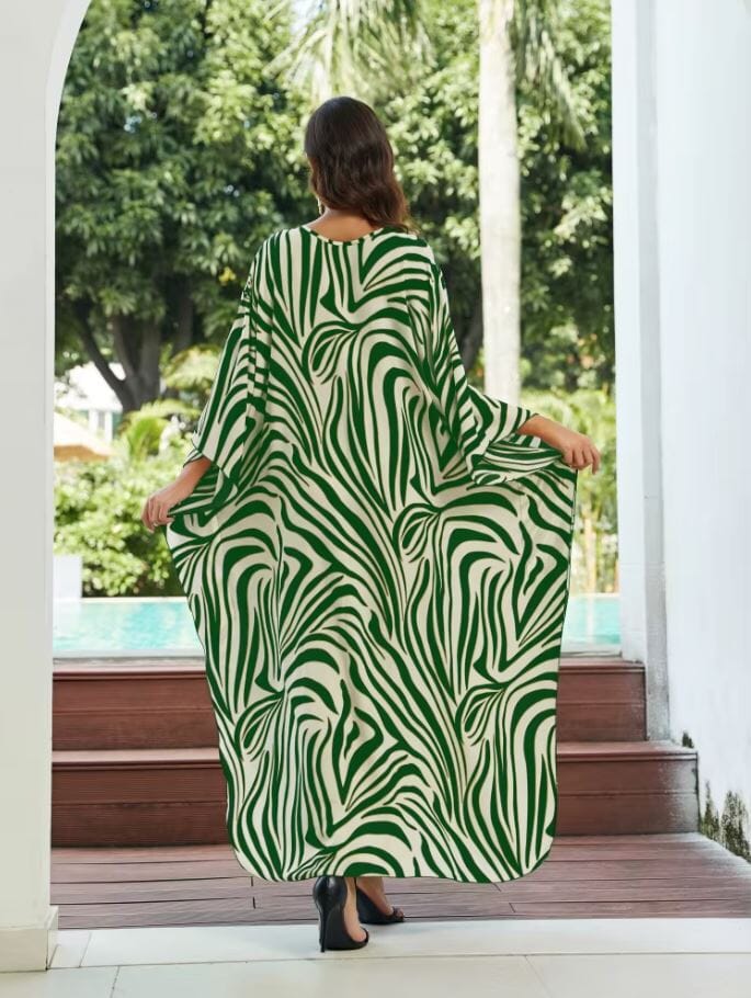 Women Oversize Kaftan Bohemian Printed Loungewear Swimsuit Cover Ups Dresses jehouze