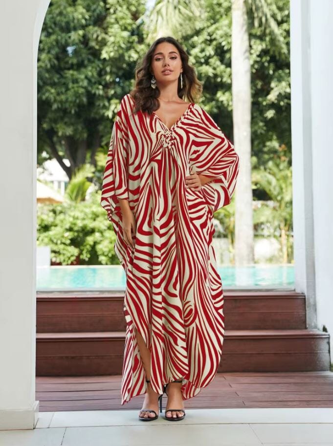 Women Oversize Kaftan Bohemian Printed Loungewear Swimsuit Cover Ups Dresses jehouze Q1591-8760-10 ONE SIZE