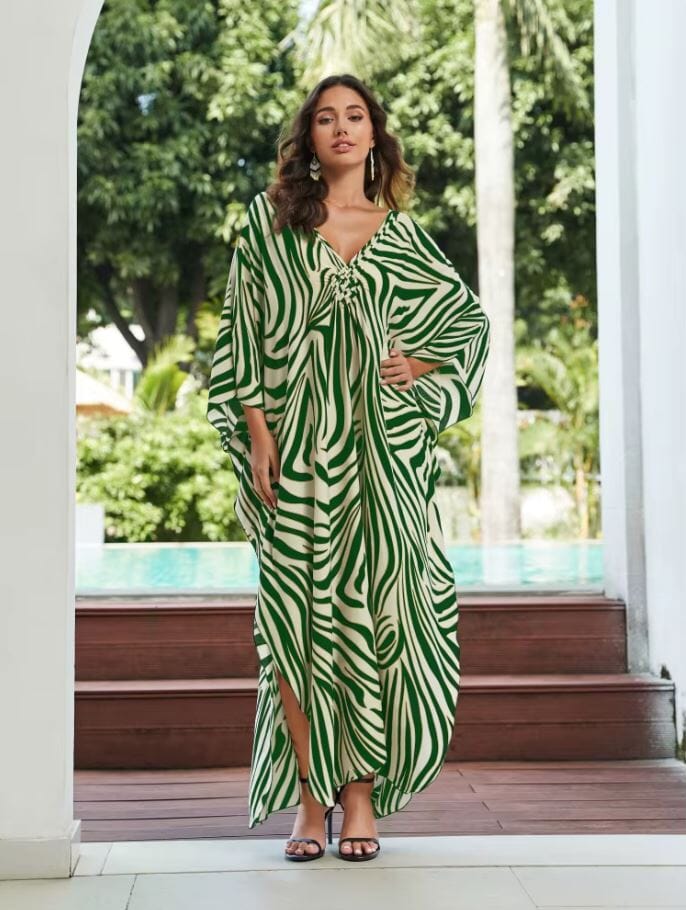 Women Oversize Kaftan Bohemian Printed Loungewear Swimsuit Cover Ups Dresses jehouze Q1591-8760-11 ONE SIZE