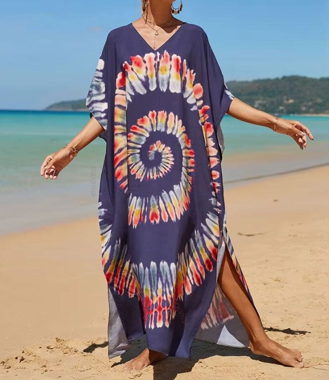Women Oversize Kaftan Bohemian Printed Swimsuit Cover Ups 2 Dresses jehouze Q1342-19 ONE SIZE